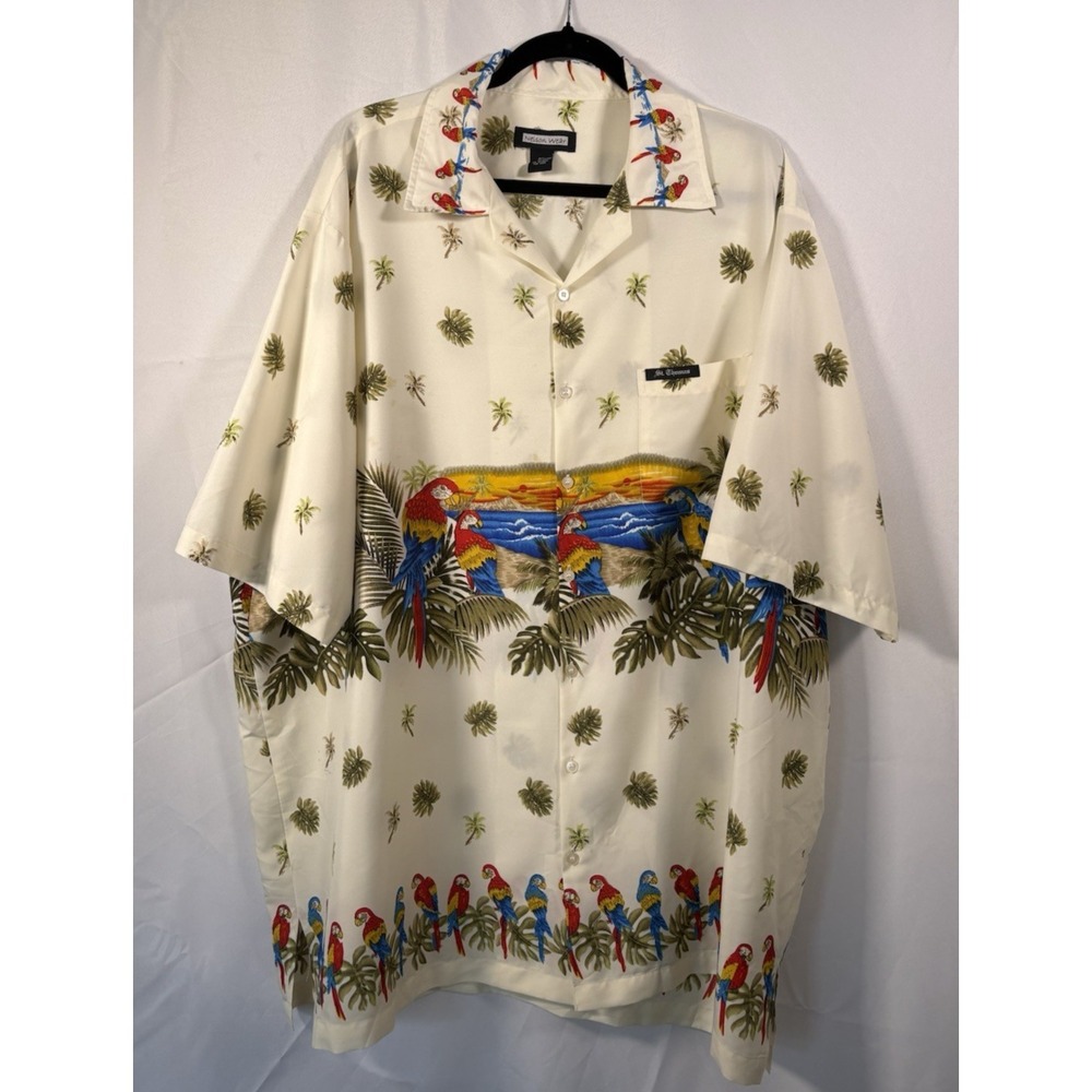 Nelson Wear shirt size 4XL tropical parrots palm trees button up